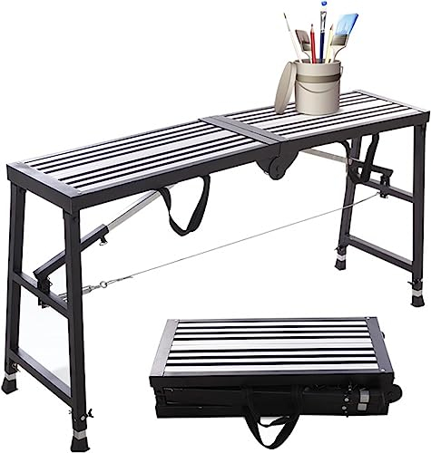 Klappbare Aluminium-Arbeitsbühne mit Griff, robust, tragbar, Arbeitsbank mit Sicherheitsverschluss, verstellbare Gerüstplattform, Turm, Leiter, Hocker für Autowäsche, 160 x 30 cm