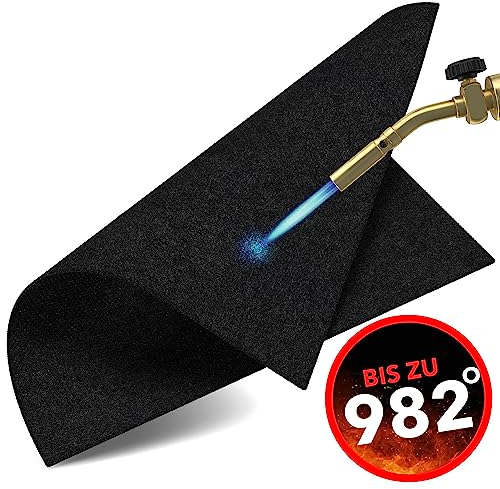EVOCAMP Feuerfeste Unterlage 60x30 cm - Hitzeschutzmatte hitzebeständig bis 982 °C - Lötmatte als feuerfeste Matte für sicheren Brandschutz - Brandschutzmatte als ideale Feuerschutzmatte - schwarz