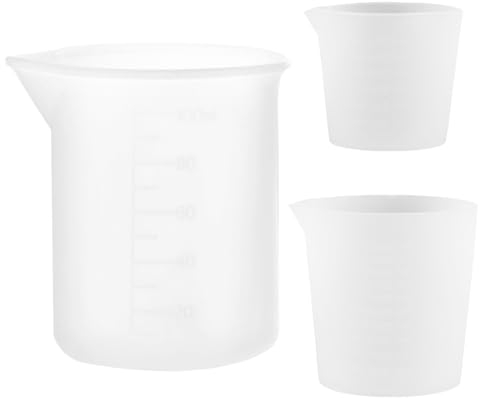 3 Stück Silikon Messbecher mit Skala Set, 30/50/100ml Antihaft Mischbecher für Flüssigseife, Waschflüssigkeit Reinigen, Silikonbecher für DIY-Bastel-Epoxidgussformen