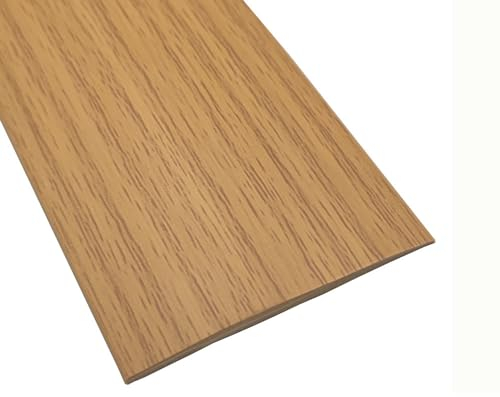Bodenübergangsstreifen, selbstklebend, PVC-Bodenbelag, Schwellenstreifen, flaches Laminatprofil, Bodenbelag, Kantenleiste, 1 m x 5 cm, gelbe Eiche