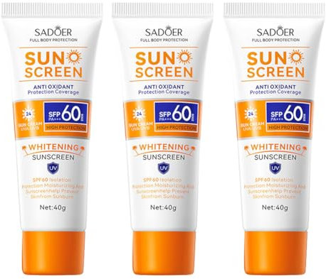 3pcs Sonnencreme LSF 60+ Sonnenlotion Sonnencreme Feuchtigkeitsspendende Sonne Sonnenschutzlotion Sonnenmilch hoher Sonnenschutz Sonnenschutz-Milch SPF 60+ Sun Lotion Sonnencreme Moisturizer