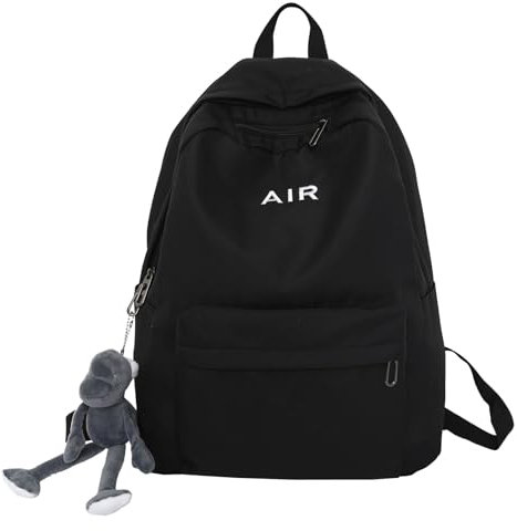 Backpackers Pantry Bulk Rucksack Student Bag Student Rucksack Einfacher Rucksack mit großem Fassungsvermögen Rucksack mit süßem Anhänger Picknickkorb mit Decke, Schwarz , One size