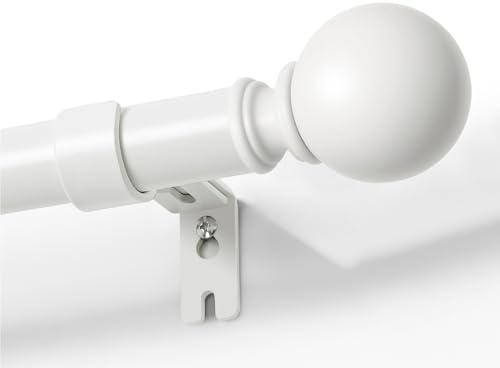 Joydeco Einstellbare Weiß Gardinenstange Set 76cm-304cm Dekorative Vorhangstange mit Aluminium Endkappe für Duschraum Schlafzimmer Wohnzimmer