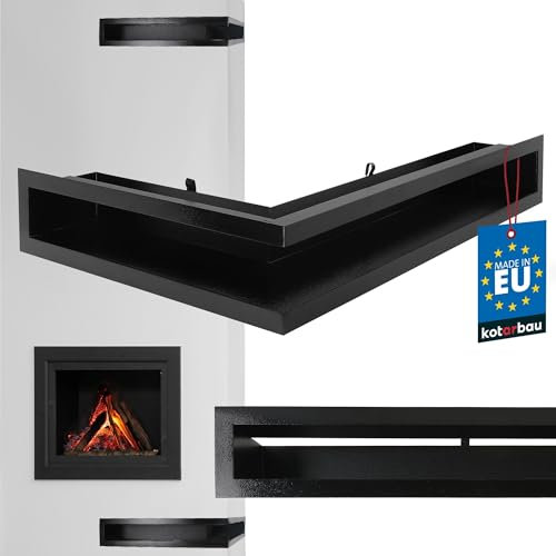 KOTARBAU® Kamin Eck Luftleiste 40/60 cm Rechts Lüftungsgitter eckig Schwarz pulverbeschichteter Stahl Belüftungsgitter Luftgitter Warmluftgitter Kamin Lufteinlass Kamin Lüftungsgitter Abluftgitter