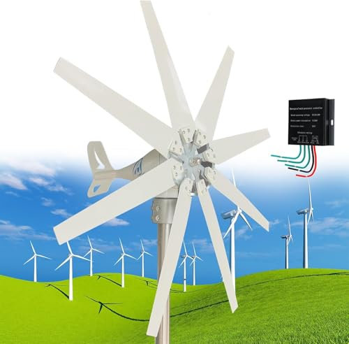 CHRISK 220v,Generador de turbina eólica de 3000 W, Kit de turbina eólica, generador de energía eólica con Controlador MPPT 8 Palas de Ajuste automático de la dirección de barlovento