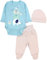 TupTam Baby Mädchen Jungen Bekleidungsset Langarmbody Hose Mütze mit Aufdruck Spruch 3 teilig, Farbe: Drei Elefanten Beige Mintgrün, Größe: 68