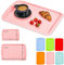BuzzTrove Serving Trays | Durable Plastic Tea Tray & Dinner Tray | Trays for Eating on Lap, Food Serving & Snacks | Dishwasher Safe, Stackable| 12-Month Guarantee | STLP