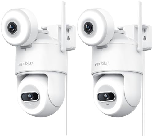 Reobiux 2.5K Camera Surveillance WiFi Exterieure 360° PTZ,6MP IP Caméra Extérieur avec Double Objectif,Vision Nocturne Couleur,Détection Humaine Intelligent,Audio Bidirectionnel Compatible Alexa(2P)