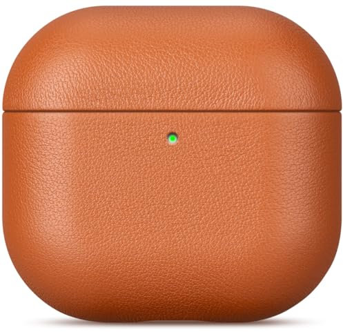LOPIE Handgefertigte Hülle für AirPods 4 / AirPods 4 mit aktiver Geräuschunterdrückung Lederhülle, vollständig umwickelt mit genarbtem Leder, schützende Hartschalenhülle für AirPods der 4. Generation