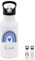 wunderwunsch® - Personalisierte Trinkflasche Kinder Edelstahl [ 500ml ] - Robuste Trinkflasche mit Namen - Wasserflasche mit Trinkhalm - Personalisierte Geschenke für Kinder (Regenbogen blau)
