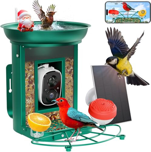 Bird Feeder Camera with Bathtub, Smart Bird Feeder Camera with Bathtub, Green