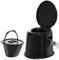 Large 5L Compact Portable Toilet Potty Loo with Seat Washable Basket and Toilet Roll Holder Lightweight Camping Loo, Camping WC for Pool Party Camping Caravan Picnic & Festivals Outdoor Black