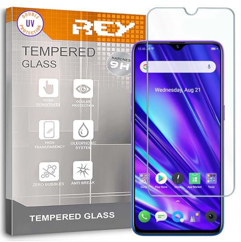 Protector de Pantalla para OPPO REALME 5 Pro, Cristal con Doble Protección UV, Vidrio Templado Premium 9H+