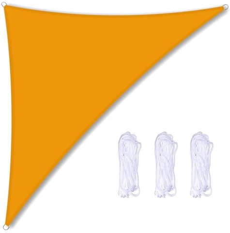 TLTLT Sonnensegel Dreieck 3m x 4m x 5m, Wasserdichtes Sonnendach mit 95% UV-Schutz for Terrasse, Pool, Strand, Camping – Langlebig & Wetterbeständig(Mango Yellow,3x3x4.3m)