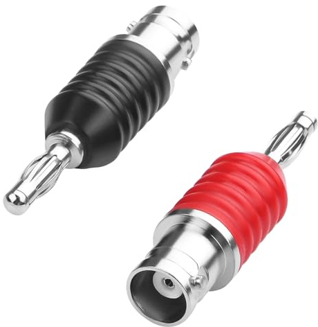 QIANRENON BNC auf 4 mm Bananenstecker Oszilloskop Anschluss BNC Buchse auf 4mm Bananenstecker Koaxial-HF Adapter bnc-M auf 4mm Lampenstecker, für Koaxialkabel Multimeter Testschaltung, Rot + Schwarz