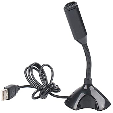 Aniyaa USB Laptop Microphone Voice Mic High Sensitivity Mini Studio Speech Mic Stand with Holder Gaming Conference for PC,Black