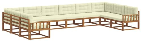 vidaXL Outdoor-Sofagarnitur mit Kissen 10 pcs Natur und Creme