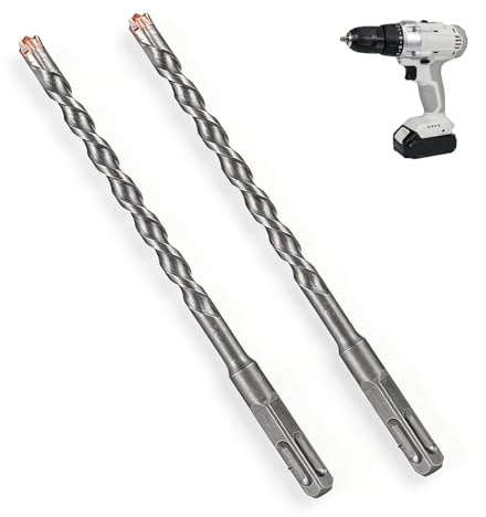 Zyrtkeriom Broca SDS Plus Para Martillo 10mm X 200mm, 2 Unidades, 4 Filos De Corte, Ideal Para Hormigón, Piedra, Granito, Ladrillo Y Mampostería