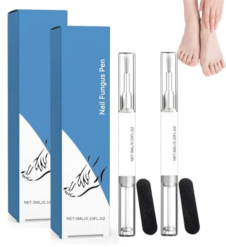 2 Pcs Nail Fungus Pen, Toenail Repair Serum, with Tea Tree Oil, Vitamin C & Aloe Vera for Strengthening Nails, Strengthener, Cuticle Repair, Includes nail grinder