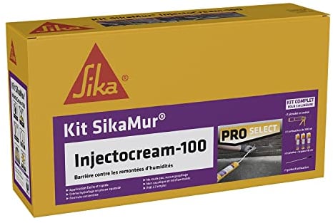 SIKA - Kit Traitement contre les Remontées Capillaires/Remontées d'Humidité dans les Murs - SikaMur InjectoCream 100 Blanc 5m linéaire - Intérieur et Extérieur - Anti-moisissures