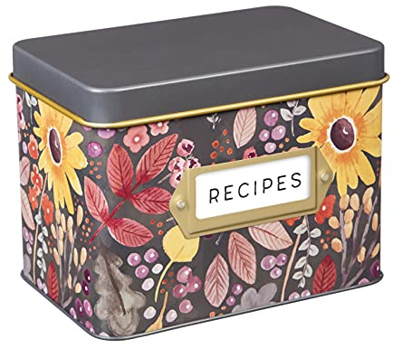 Evergreen Rezeptdose mit Rezeptkarten und Keramik-Tasse, Give Thank Flowers