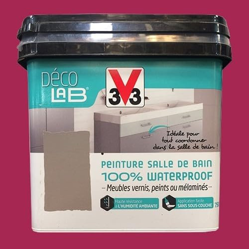 V33 Déco LAB Peinture Salle de bain 100% Waterproof Cassis 0,75 L