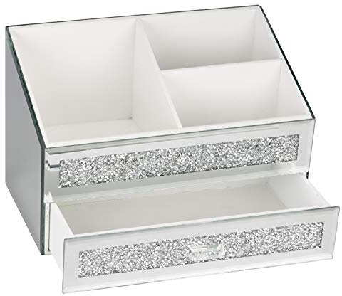 Crystal Glamour Beauty Box Makeup Brush Holder Organiser Crushed Diamond Jewel Mirror Cup Container Storage Case 18x16x28cm