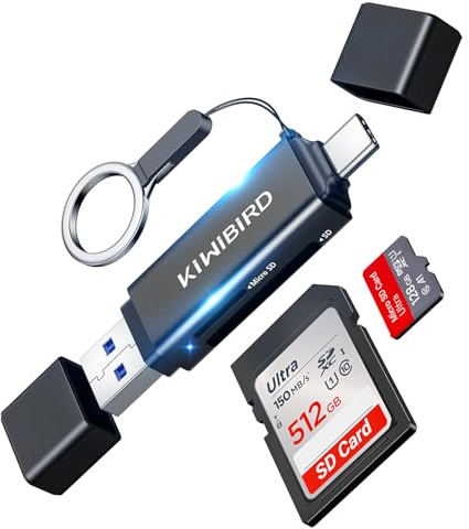 KiWiBiRD USB C SD Kartenleser Micro SD auf USB 3.0 Typ C OTG Adapter für SDHC SDXC Micro SDXC/SDHC UHS-I Karten Kompatibel mit iPhone 15 Plus Pro Max MacBook Air Pro iPad iMac Galaxy S24 S23 Android
