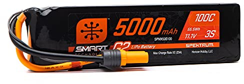 Spektrum 11.1V 5000mAh 3S 100C Smart G2 LiPo Battery: IC5 SPMX53S100
