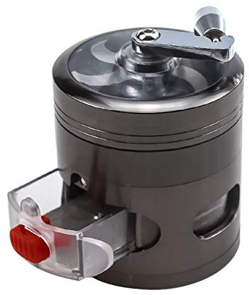 Metal Grinder Hand Crank Mill Grinder Crusher Crusher for Dried Spices, Tobacco, Herbs, Pollen Grinder Crusher with Removable Mesh Sieve (Color : Black)