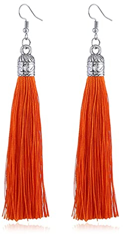 YAZILIND Quaste Ohrringe Bohemian Ethnic Style Angelhaken Baumeln Ohrring Frauen Mädchen Ohrschmuck(Orange)