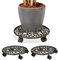 Porte-Plantes à roulettes, Lot de 3, Fonte, Support Pot de Fleurs, 4 Roues, D: 33,5 cm, Rond, Design antiquités, Bronze