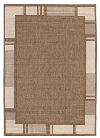 andiamo In- & Outdoor Teppich Louisville moderner Webteppich Bordüre vollständig umkettelt Flachgewebe 200 x 290 cm braun/beige