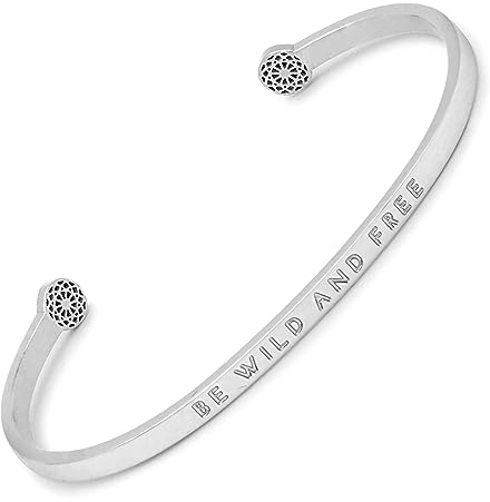 SIMPLE PLEDGE | Be Wild and Free Armreif | Armband Damen mit Gravur in Silber, Gold, Roségold | Perfekt als Schmuck Geschenk | Blindgravur