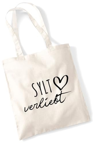 Huuraa Jutebeutel Sylt verliebt Geschenk | Baumwollbeutel 10 Liter Stoffbeutel Beutel aus Baumwolle Tasche Geschenkidee Einkaufstasche Langen Henkel