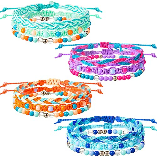 Freundschaftsarmband 12 Stück Gewebte Armbänder Verstellbar Armband Handgefertigt Freundschaftsarmbänder Böhmische Einstellbares Armband für Damen Herren Handgelenk Fußkettche