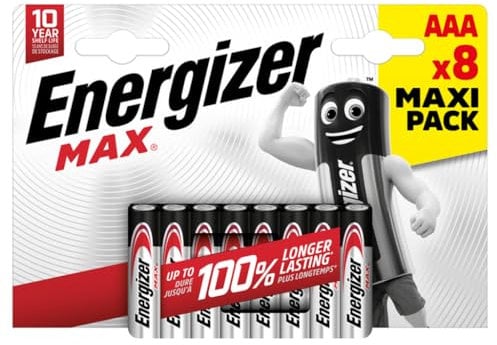 Energizer Max AAA Batteries, Alkaline, 8 Pack