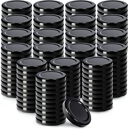 KADAX Schraubdeckel fi53 mm, Twist-Off-Deckel Set aus Metall, passend für 115ml Gläser, Ersatzdeckel mit 4 Einrastzähnen, Deckel für Flaschen und Einmachgläser (200 Stück, Schwarz)