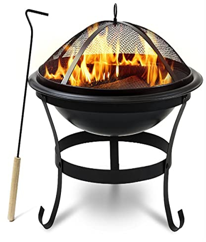 AMOCHO Tragbare Faltbare Feuerstelle für den Außenbereich, Feuerschale aus Stahl, kleine Holzfeuerstelle, Camping-BBQ-Grill im Freien, mit Bildschirmabdeckung, für Picknicks, Camping, Hausgärten
