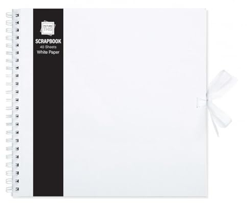 Große 80 Seiten Sammelalben für Erinnerungen und Fotos DIY Scrapbooking mit schwarzen oder weißen Seiten & Bandverschluss (weiß mit weißem Papier)