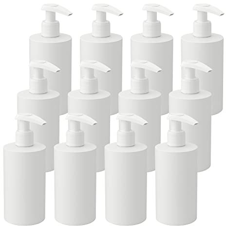 ZEOABSY 24 Piezas Rellenables 200 ml Botella de PP Plástico Blanco Bombas Dispensadoras para lociones Champús de Loción Gel Cremas,Envase Cosmético + 4 x Embudo