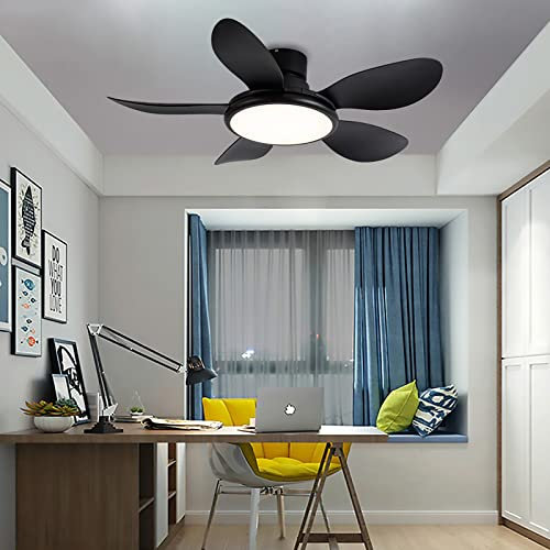 36 Ventilador De Techo Con Luz Y Control Remoto Regulable 6 Velocidades Reversible DC Motor Ventilador Techo 36W LED Moderno Silencioso Lampara Techo Ventilador para Restaurante-Negro