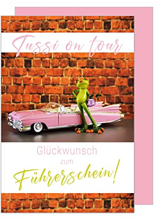 Edition Seidel Premium Glückwunschkarte zum Führerschein mit Umschlag. Führerscheinkarte Grusskarte Mädchen Fahrerlaubnis on Tour (FS115 SW023)