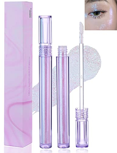 Violet Flüssiger Glitzer Lidschatten, Chamäleon Glitter Eyeshadow zum Aufhellen der Augen, Langlebig Wasserfester, Metallic Shimmer Lidschatten, Hochpigmentiert Highlighter Korean Makeup for Women-S10