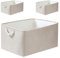 Mangata Stoff Aufbewahrungsboxen, Faltbare Aufbewahrungsbox mit Seilgriffen für Regale, Schrank, Kleiderschrank, 3er-Pack (Elfenbeinfarben, L)