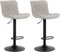 CLP 2er Set Barhocker Emma - Höhenverstellbare Barstühle - 360° Drehstühle Mit Rückenlehne Für Küche Und Bistro, Farbe:Taupe, Material:Stoff