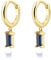 LEEQ Goldene Creolen Ohrringe mit grünem Tropfen - 2er Set Ohrringe Damen Gold 14K für Frauen, Mädchen und Männer