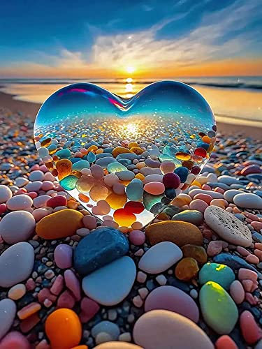 Mrnsiet 5D Diamond Painting, DIY Diamond Painting Set Diamond Painting Pictures DIY Cross Embroidery Painting Kits for Home Wall and Entrance Decorations 11.8 x 15.7inch (Love Stone)