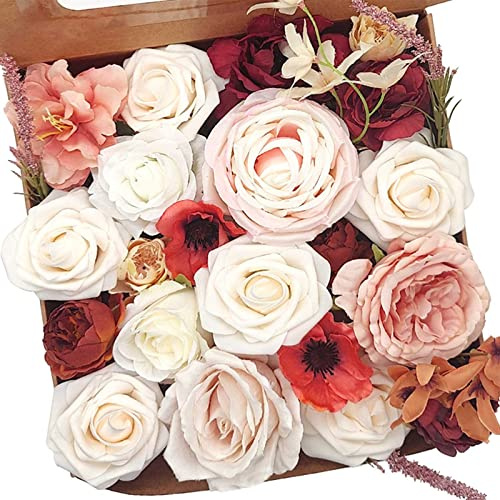 Fouriding künstliche gefälschte Rosen Blumen für DIY Hochzeit Blumensträuße Centerpieces Arrangements Valentinstag Muttertag Baby Dusche Geburtstag Torte Home Decoration (Champagner-Rosa)