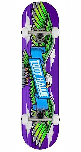 Komplettes Skateboard Tony Hawk Einsteiger-Skateboard Professional Anfängerserie Tony Hawk Original garantiert (7,75 Zoll, Wingspan Purple)